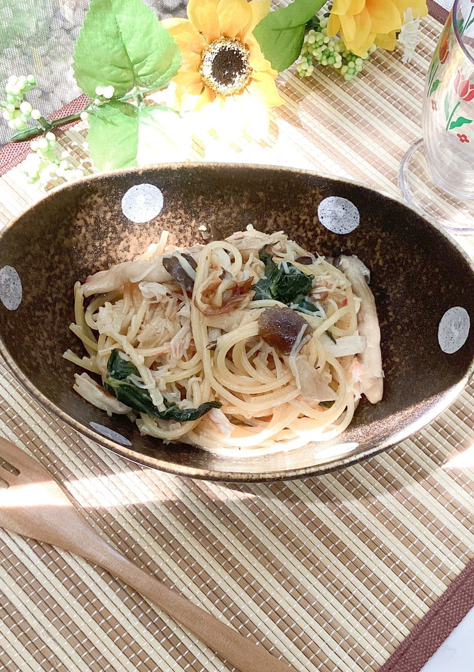 炊飯器でカニカマときのこの和風パスタ-レシピのメイン写真