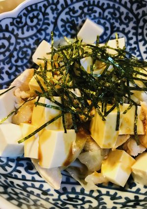 豆腐＆塩茹でチキンのわさび醤油サラダ-レシピのメイン写真