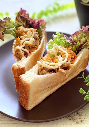 朝ごぱん！カレー風味豚人参ポケットサンド-レシピのメイン写真