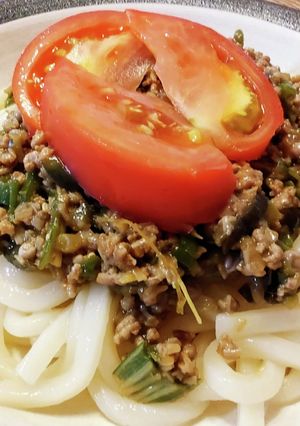 簡単！夏野菜のジャージャー麺風うどん！-レシピのメイン写真