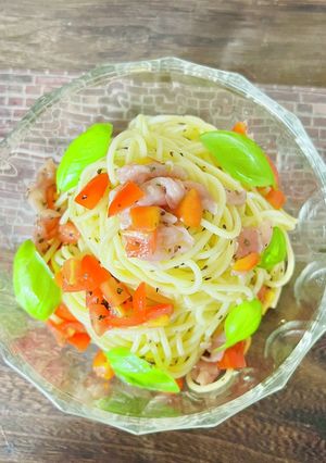 生ハムとトマトの冷製パスタ-レシピのメイン写真
