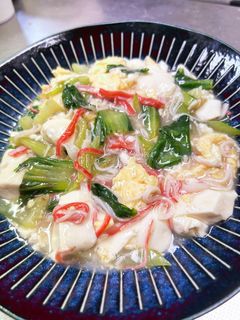 青梗菜と豆腐の塩餡かけ。卵とカニカマ入り-レシピのメイン写真