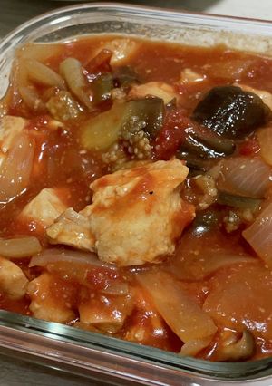 ★ノンオイル★簡単鶏肉トマト煮込み-レシピのメイン写真