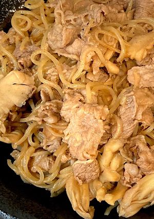 切り落としで♪牛肉と舞茸と白滝の甘辛炒め-レシピのメイン写真