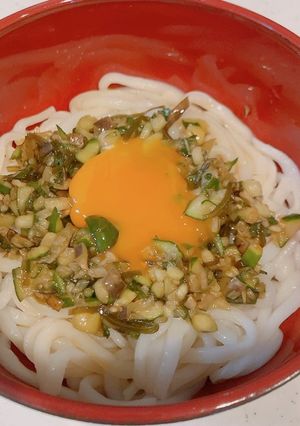 細うどんをレンジで簡単、山形だし玉うどん-レシピのメイン写真