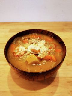 バターナッツかぼちゃと挽肉の味噌汁-レシピのメイン写真