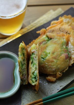 チーズ羽根つき♪ハム入り葱油餅-レシピのメイン写真