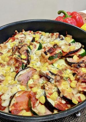 夏野菜のピザ風オーブン焼き-レシピのメイン写真