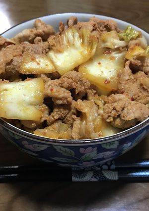 エバラプチっと鍋で作る豚キム丼-レシピのメイン写真