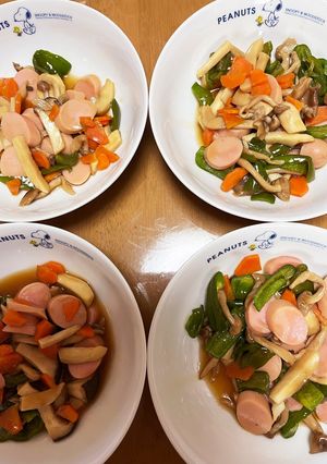 野菜炒め(味付けはあごだしつゆ)♪-レシピのメイン写真