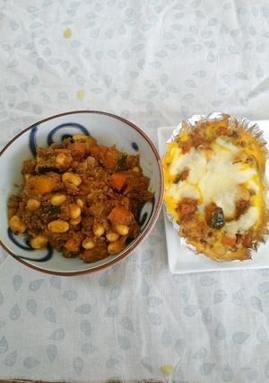 大豆ドライカレーと卵とじアレンジ-レシピのメイン写真