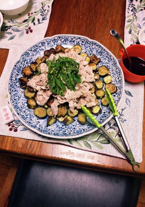 茄子と豚肉と青紫蘇の冷しゃぶを梅ポン酢で-レシピのメイン写真
