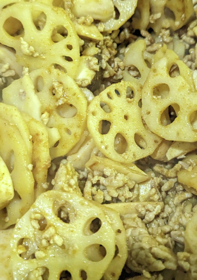 ひき肉とれんこんのカレー炒め-レシピのメイン写真