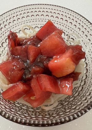 梅トマさっぱりぶっかけ素麺-レシピのメイン写真