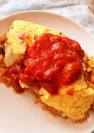 チーズオムライス~トマトソースがけ~-レシピのメイン写真