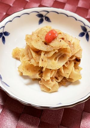 ヒラヒラ蓮根の明太きんぴら-レシピのメイン写真