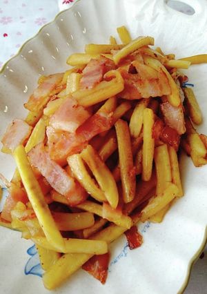 青バナナとベーコンのバター醤油炒め-レシピのメイン写真