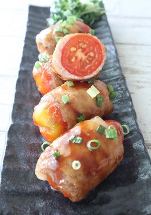 旨味の相乗効果！トマトの豚巻き照り焼き-レシピのメイン写真