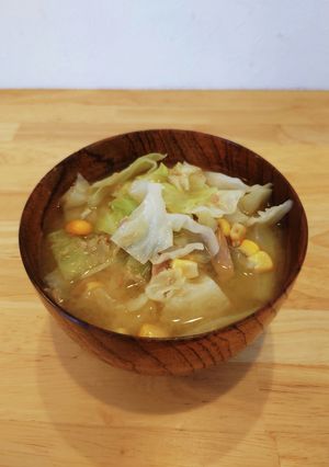 キャベツとツナコーン缶のかんたん味噌汁-レシピのメイン写真