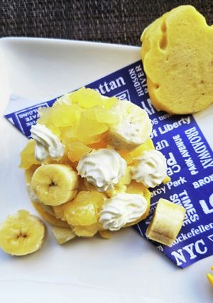 ホットケーキでバナナりんごどら焼き風!-レシピのメイン写真