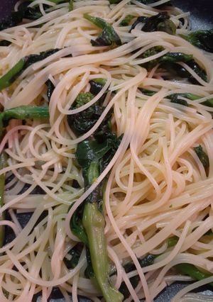 簡単★冷凍菜の花のバターめんつゆパスタ-レシピのメイン写真