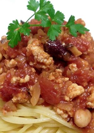 鶏ひき肉のお豆入りミートソース-レシピのメイン写真