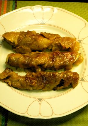 ナスの牛肉巻き黒酢味・さっぱりワンパン-レシピのメイン写真