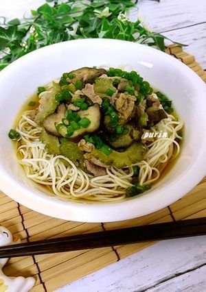 豚肉となすとゴーヤのカレーぶっ掛け素麺-レシピのメイン写真