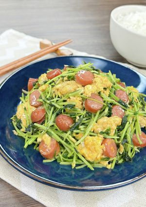 味付け２つ★豆苗とウインナーの中華卵炒め-レシピのメイン写真