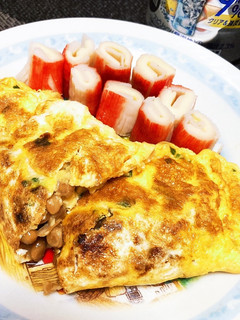 おつまみ納豆オムレツ-レシピのメイン写真