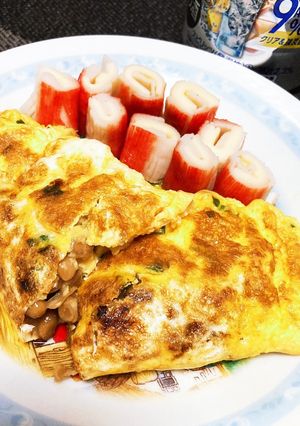 おつまみ納豆オムレツ-レシピのメイン写真