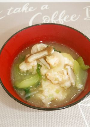 青梗菜とえび団子のみそ汁-レシピのメイン写真