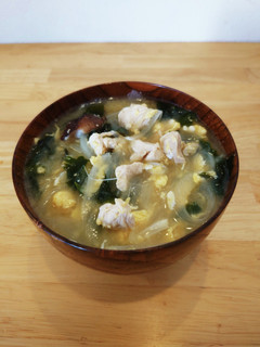 鶏肉と卵のかんたん味噌汁-レシピのメイン写真