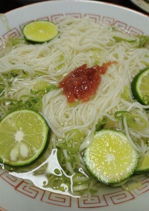 梅干し、酸橘のぶっかけ素麺-レシピのメイン写真