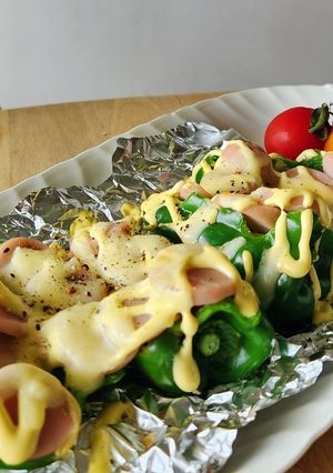 お弁当♪ピーマン魚肉ソーセージチーズ焼き-レシピのメイン写真