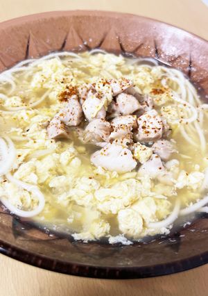 五島うどんで！親子風かきたまうどん-レシピのメイン写真