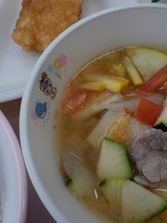 南房総市給食◆夏野菜の元気豚汁-レシピのメイン写真
