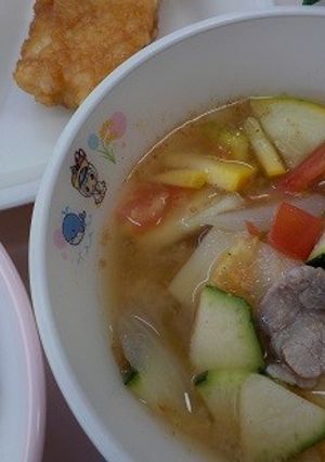 南房総市給食◆夏野菜の元気豚汁-レシピのメイン写真