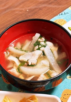 大葉入り、豚バラ肉と大根のお味噌汁-レシピのメイン写真
