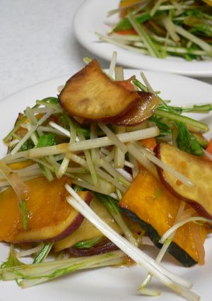 野菜チップスで水菜のサラダ-レシピのメイン写真