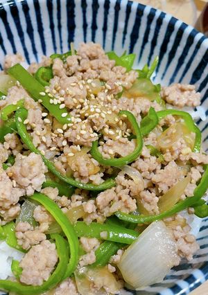豚ミンチとピーマンのオイスター丼-レシピのメイン写真
