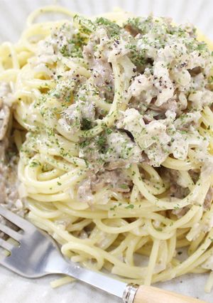 濃厚♪牛肉ときのこのクリームパスタ-レシピのメイン写真