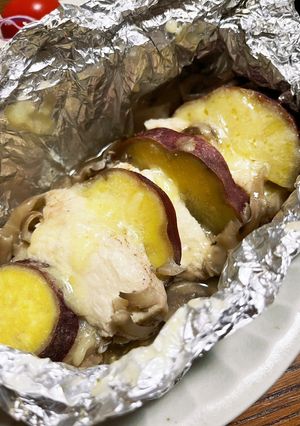 チキンとさつまいものチーズホイル蒸し-レシピのメイン写真