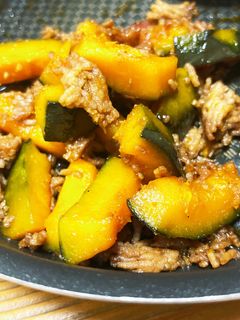 かぼちゃとひき肉の甘辛炒め-レシピのメイン写真