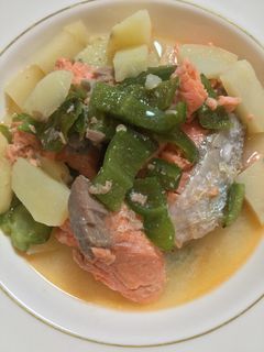 鮭とピーマンのスープ煮-レシピのメイン写真