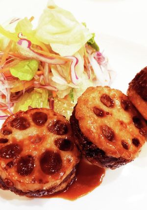 しゃきしゃき食感！！れんこんの挟み揚げ-レシピのメイン写真