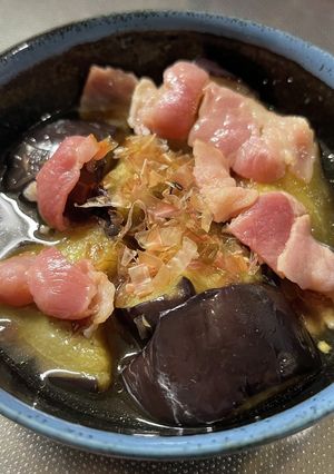 ビールに合う冷凍ナスとベーコンの煮浸し風-レシピのメイン写真