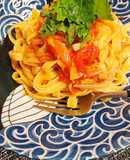 大葉でもイイ！トマトフィットチーネパスタ