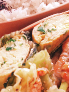 旨!こめ油の卵焼き★お弁当★ヘルシーニラ-レシピのメイン写真