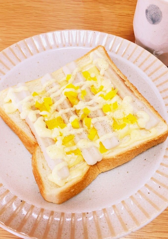 ちくわとたくあんのストライプトースト-レシピのメイン写真
